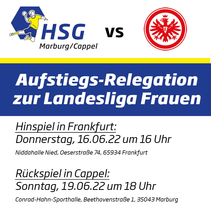 Terminankündigung Relegation Landesliga Mitte HSG Marburg/Cappel - Eintracht Frankfurt